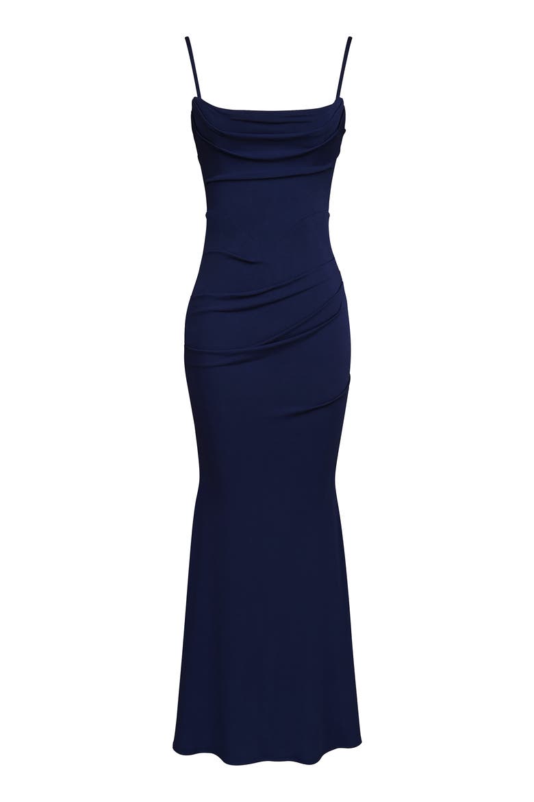 Milena Corset Trumpet Gown, Alternate, color, NAVY