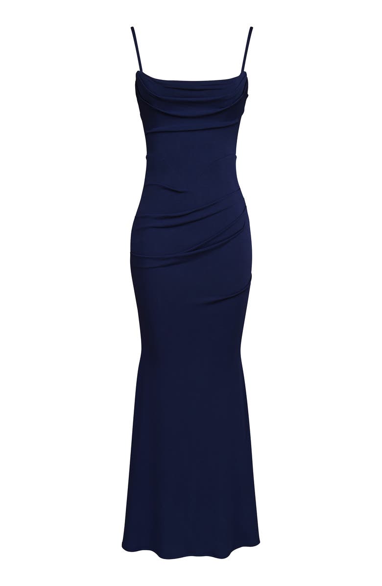 HOUSE OF CB Milena Corset Trumpet Gown, Alternate, color, Navy