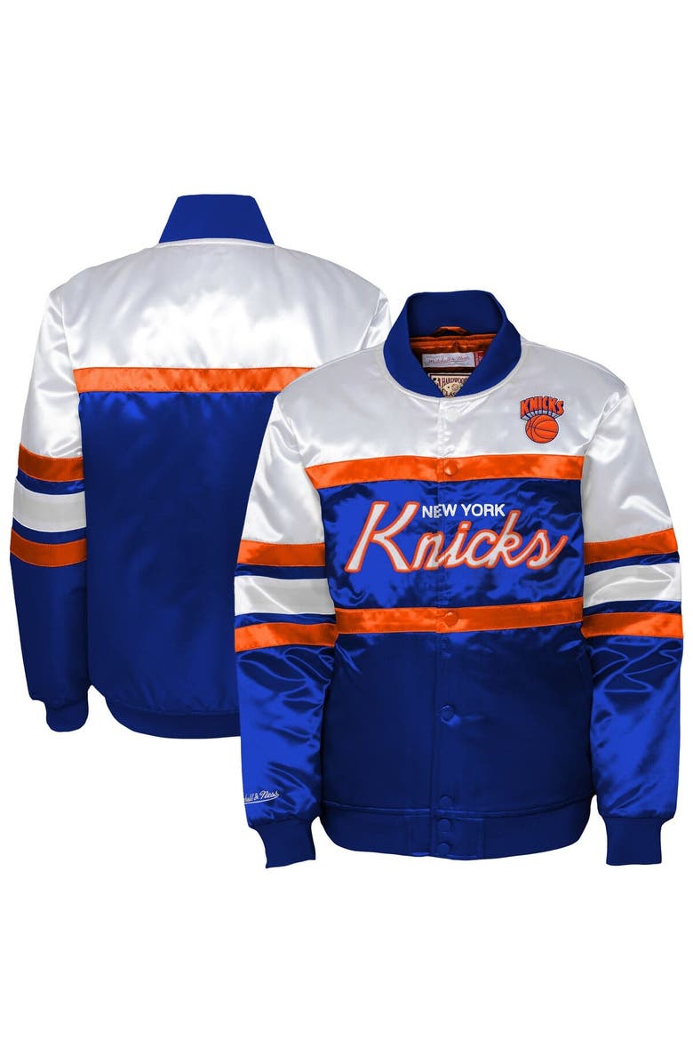 Mitchell & Ness Youth Mitchell & Ness Blue New York Knicks Satin Full-Snap Jacket, Main, color, Blue