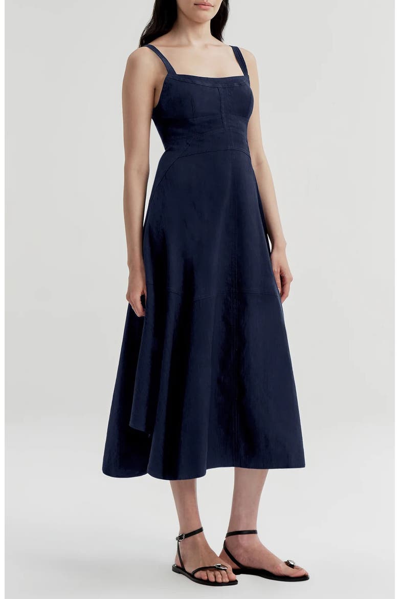 Harlow Linen Blend Dress, Alternate, color, NAVY