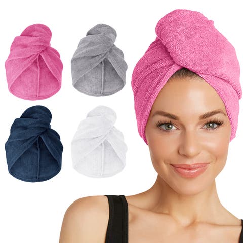 4 Microfiber Hair Towels, for Straight, Wavy, Curly Hair