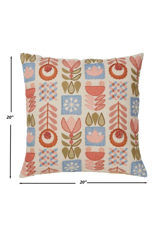 Roselli Trading Company Scandinavia Fun Embroidered Accent Pillow In Ivory Multi