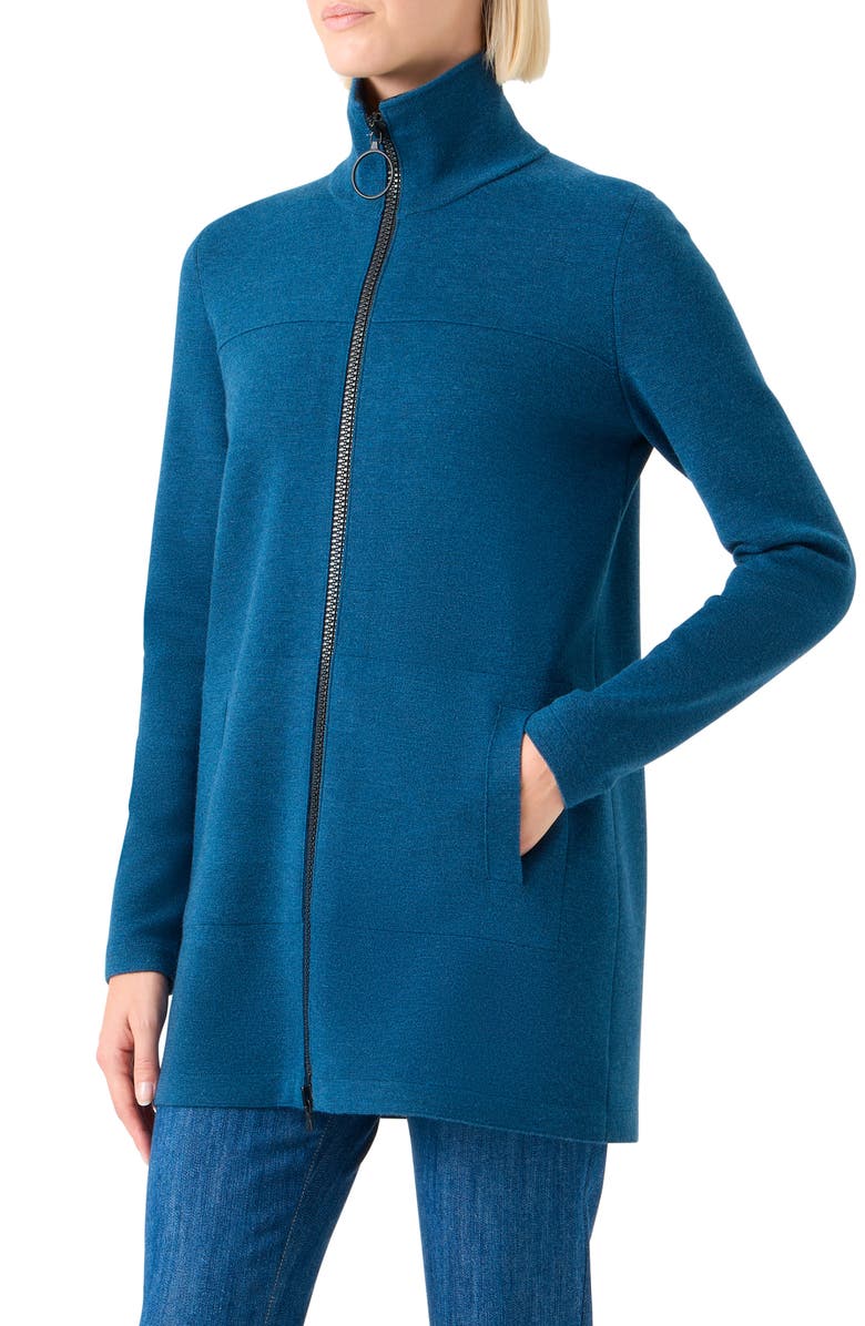 Akris punto Stretch Virgin Wool Sweater Jacket, Alternate, color, Teal