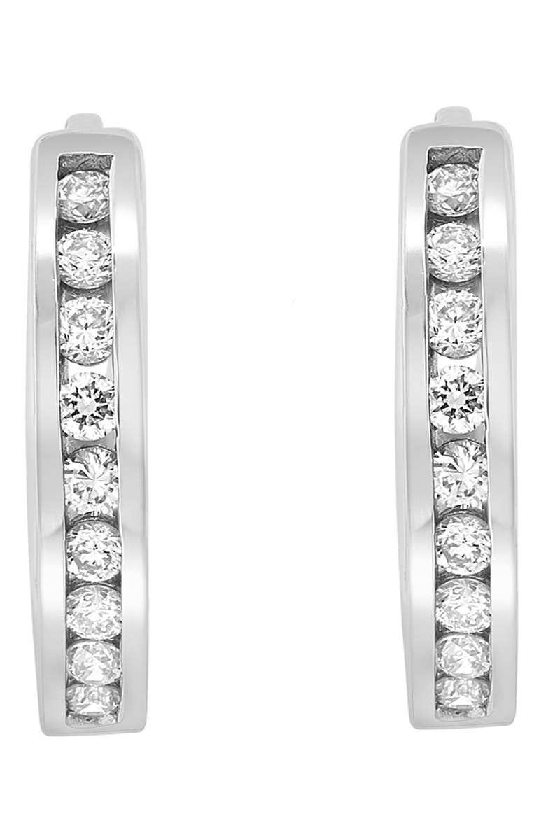 EFFY 14K White Gold Channel Set Diamond Hoop Earrings - 0.26 ctw, Alternate, color, 
