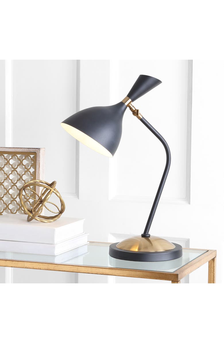 JONATHAN Y Albert Iron Retro Mid-Century LED Table Lamp, Alternate, color, Black