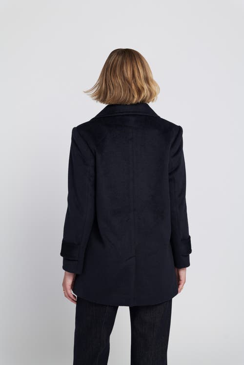 Elle Collection Melton Peacoat Coat In Black