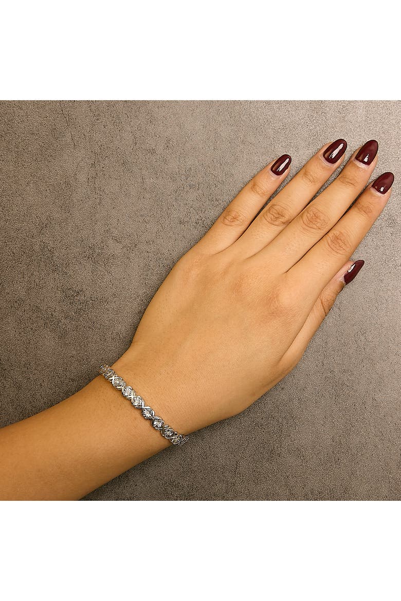 Silver 1/4 Cttw Miracle Set Diamond "X" Link Bracelet, Alternate, color, White