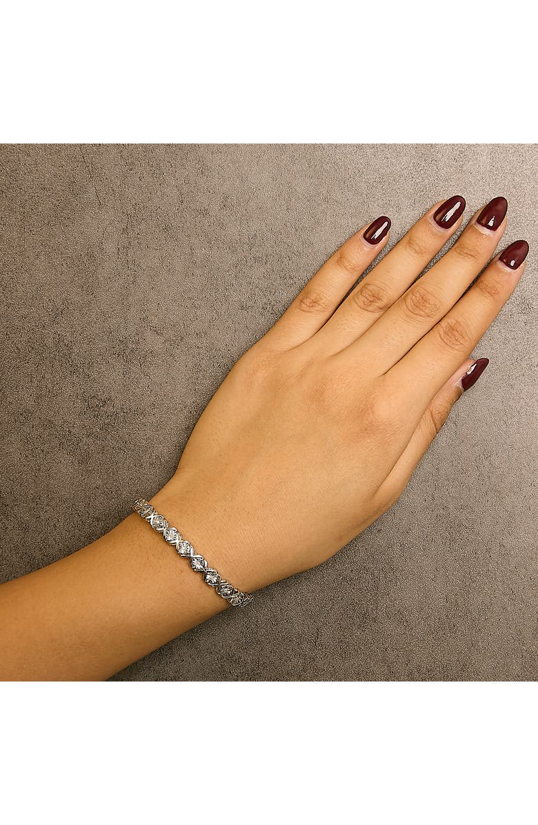 Haus of Brilliance Silver 1/4 Cttw Miracle Set Diamond "X" Link Bracelet, Alternate, color, White