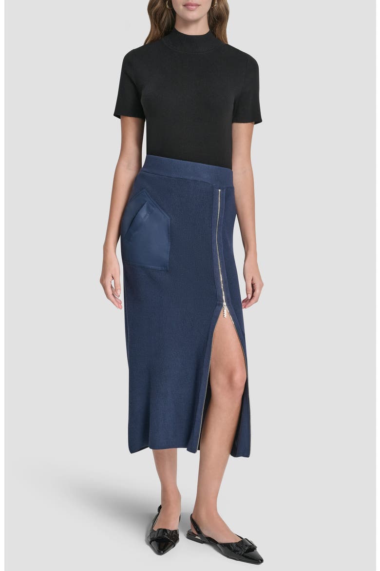 Zipper Slit Midi Sweater Skirt, Alternate, color, HUDSON BLUE