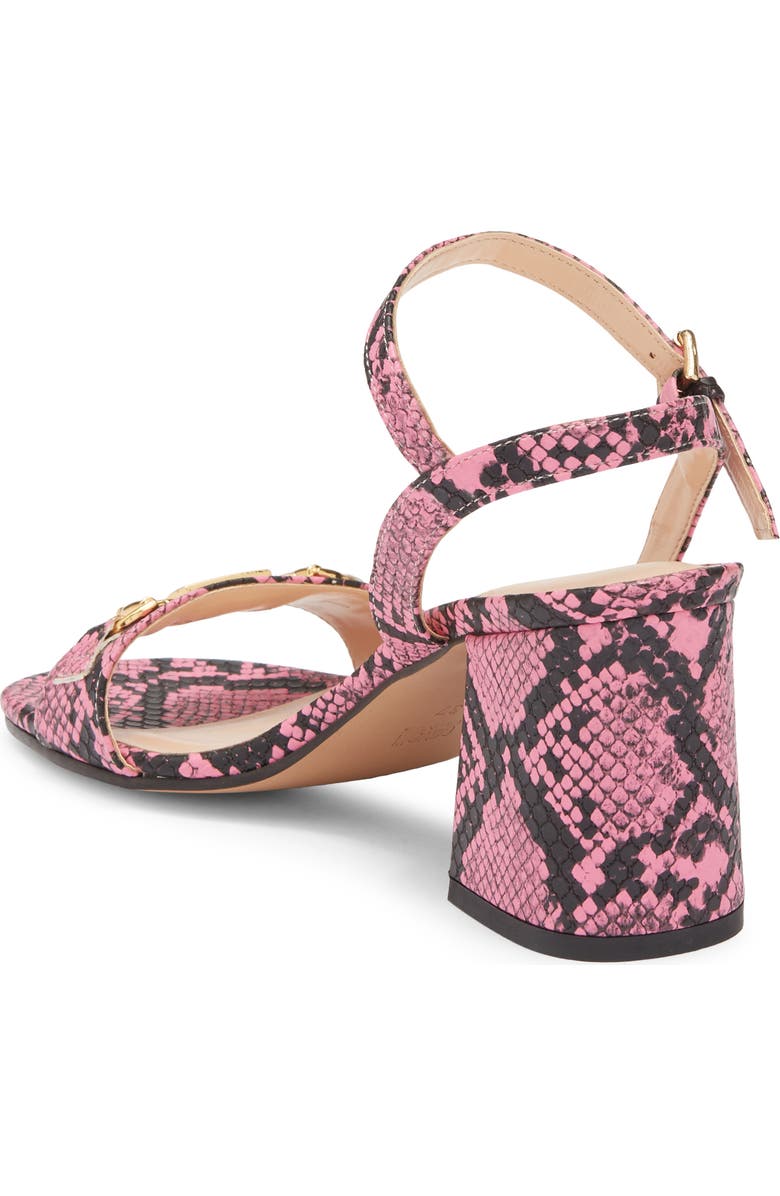 Roberto Cavalli Snake Embossed Ankle Strap Sandal, Alternate, color, Pink