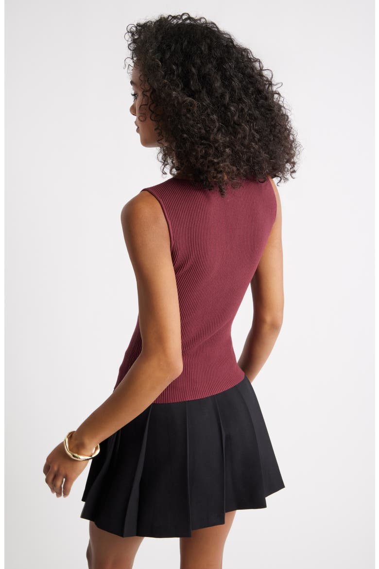 Luxe Sculpt Rib Sweater Tank, Alternate, color, BURGUNDY TANNIN