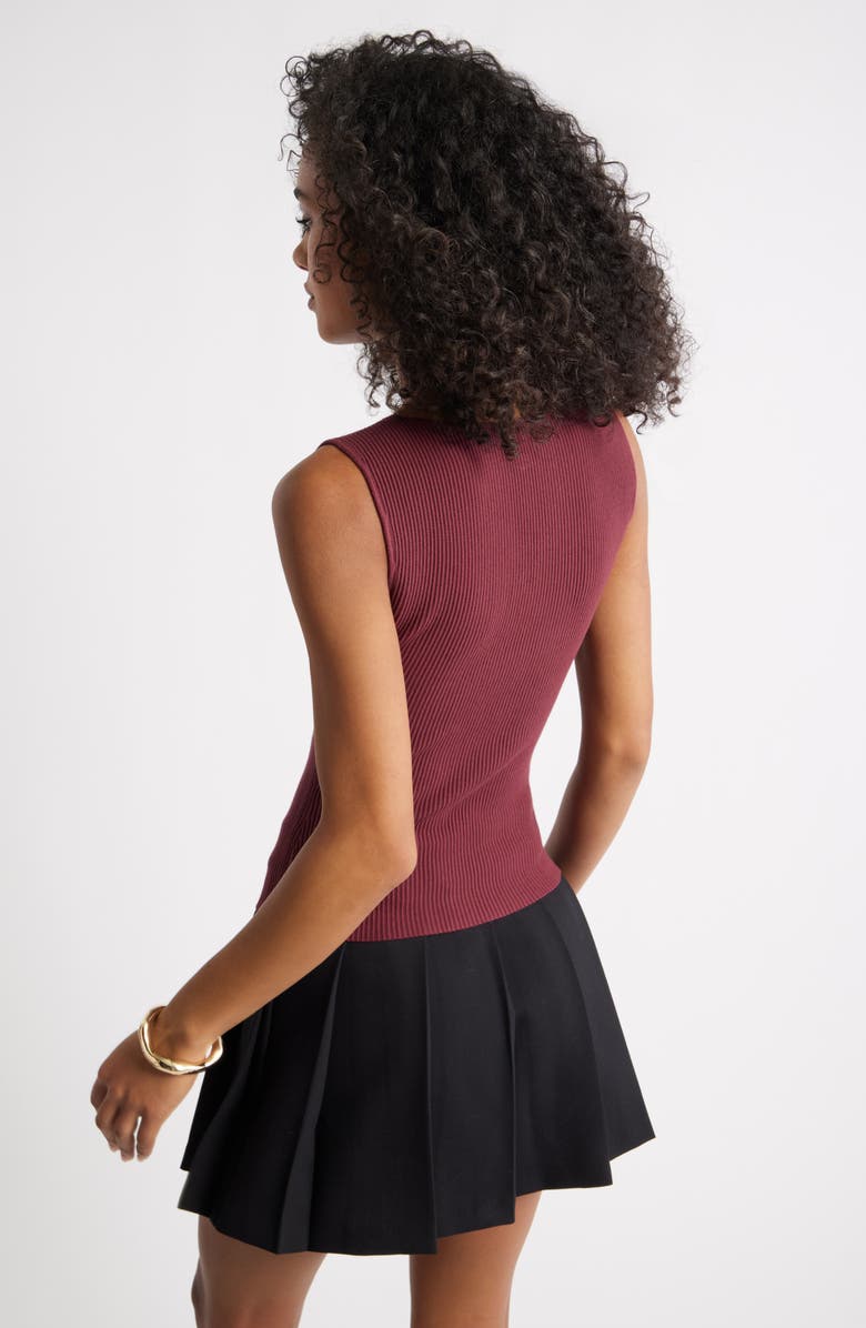 Open Edit Luxe Sculpt Rib Sweater Tank, Alternate, color, Burgundy Tannin