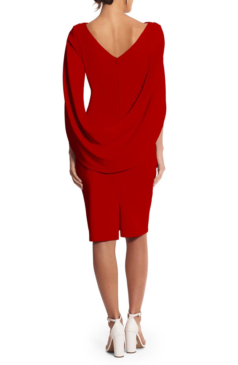 Cape Sleeve Crepe Sheath Dress