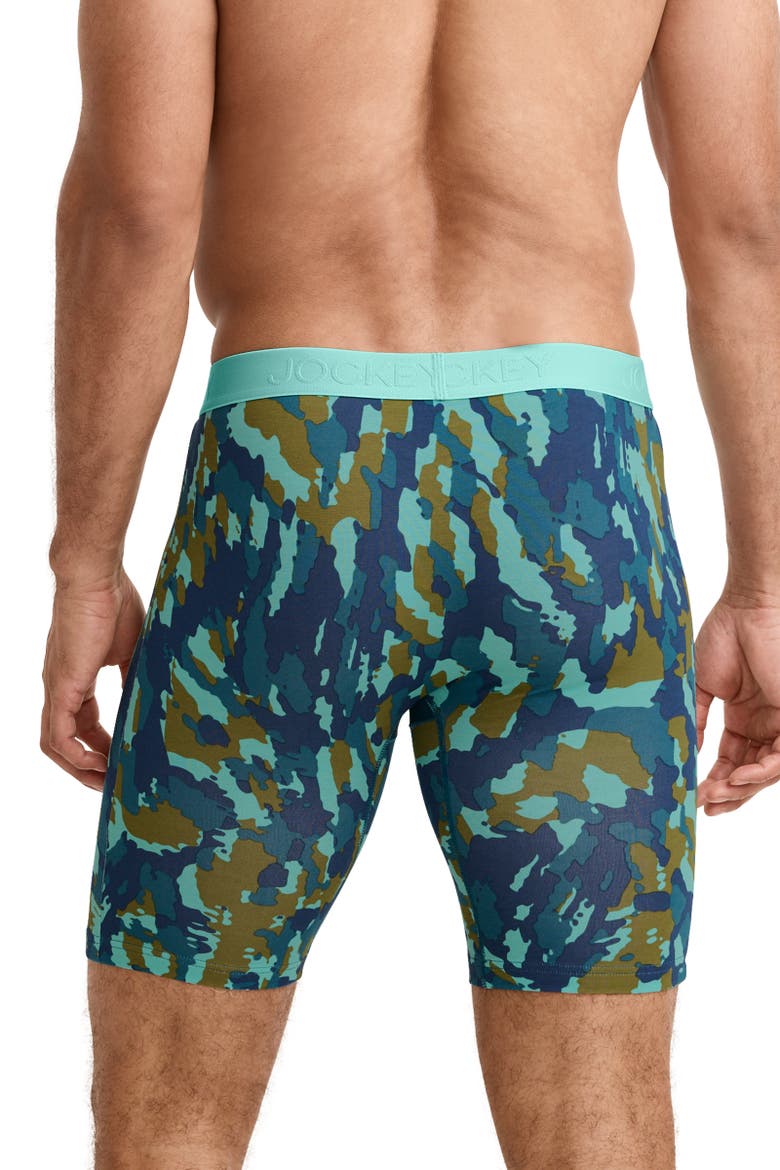 Men's Chafe Proof Pouch Cotton Stretch 8.5" Long Leg Boxer Brief - 3 Pack, Alternate, color, Chaotic Camo