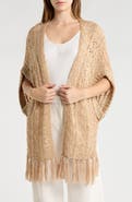 Vince Camuto Sequin Open Knit Fringe Trim Shawl