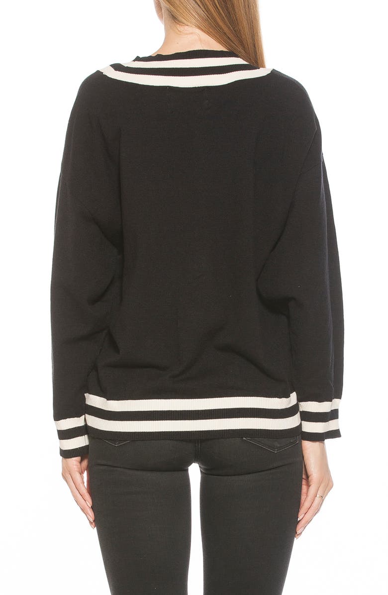 Alexia Admor Frances Stripe Trim Cardigan, Alternate, color, Black