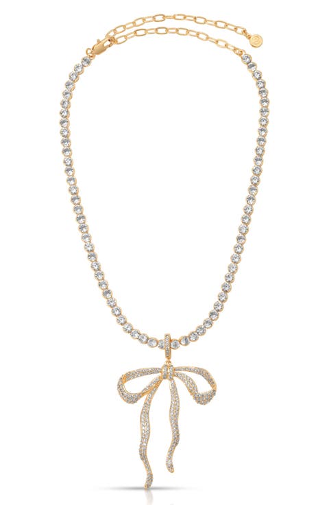 Pavé Bow Tennis Necklace