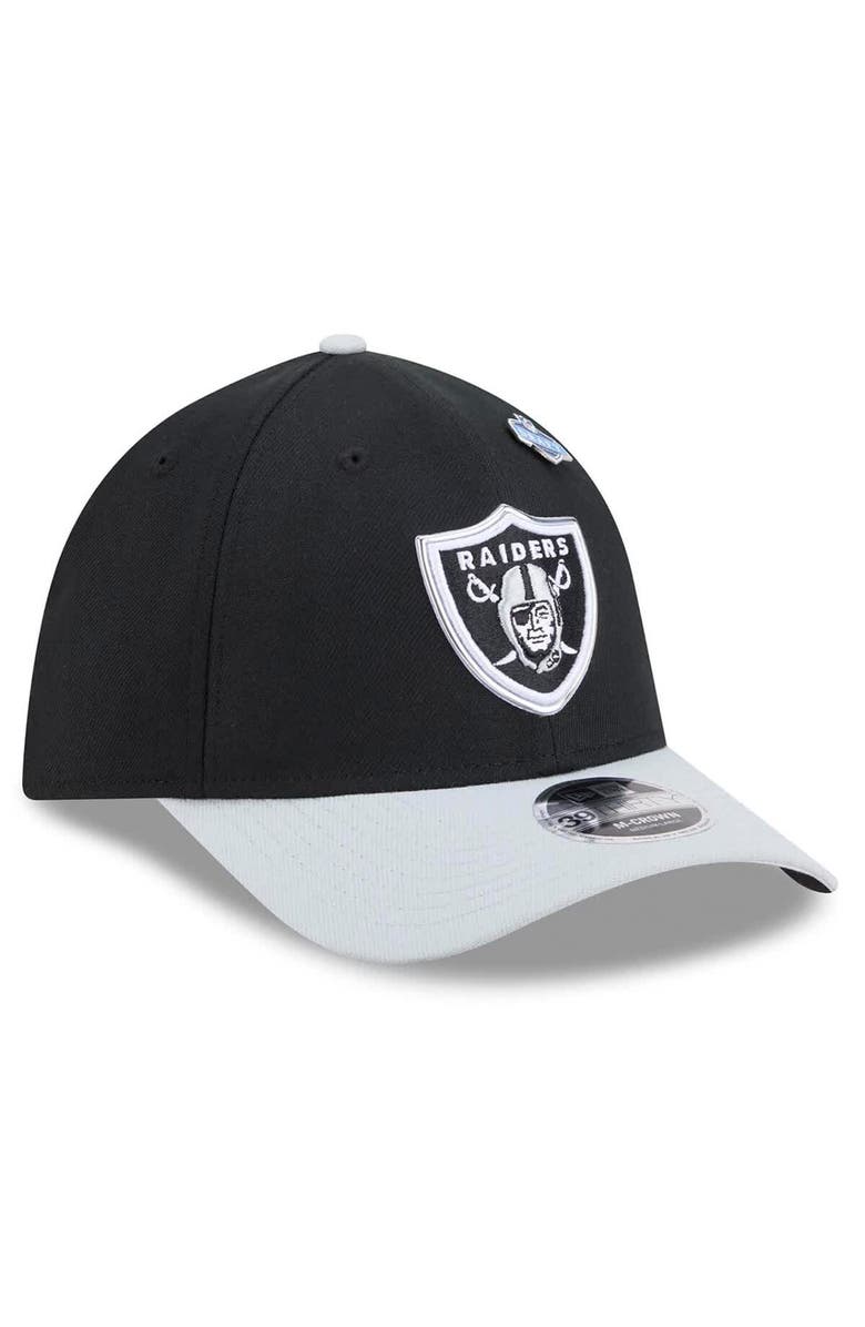 New Era Men's New Era Black/Silver Las Vegas Raiders 2026 NFL Draft 39THIRTY M-Crown Flex Hat, Alternate, color, Black