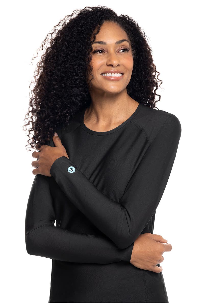Coolibar Women's Long Sleeve Swim Shirt - UPF 50+ Sun Protection - Hightide, Alternate, color, Black