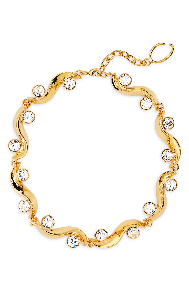 Oscar de la Renta Crystal Wave Necklace, Main, color,