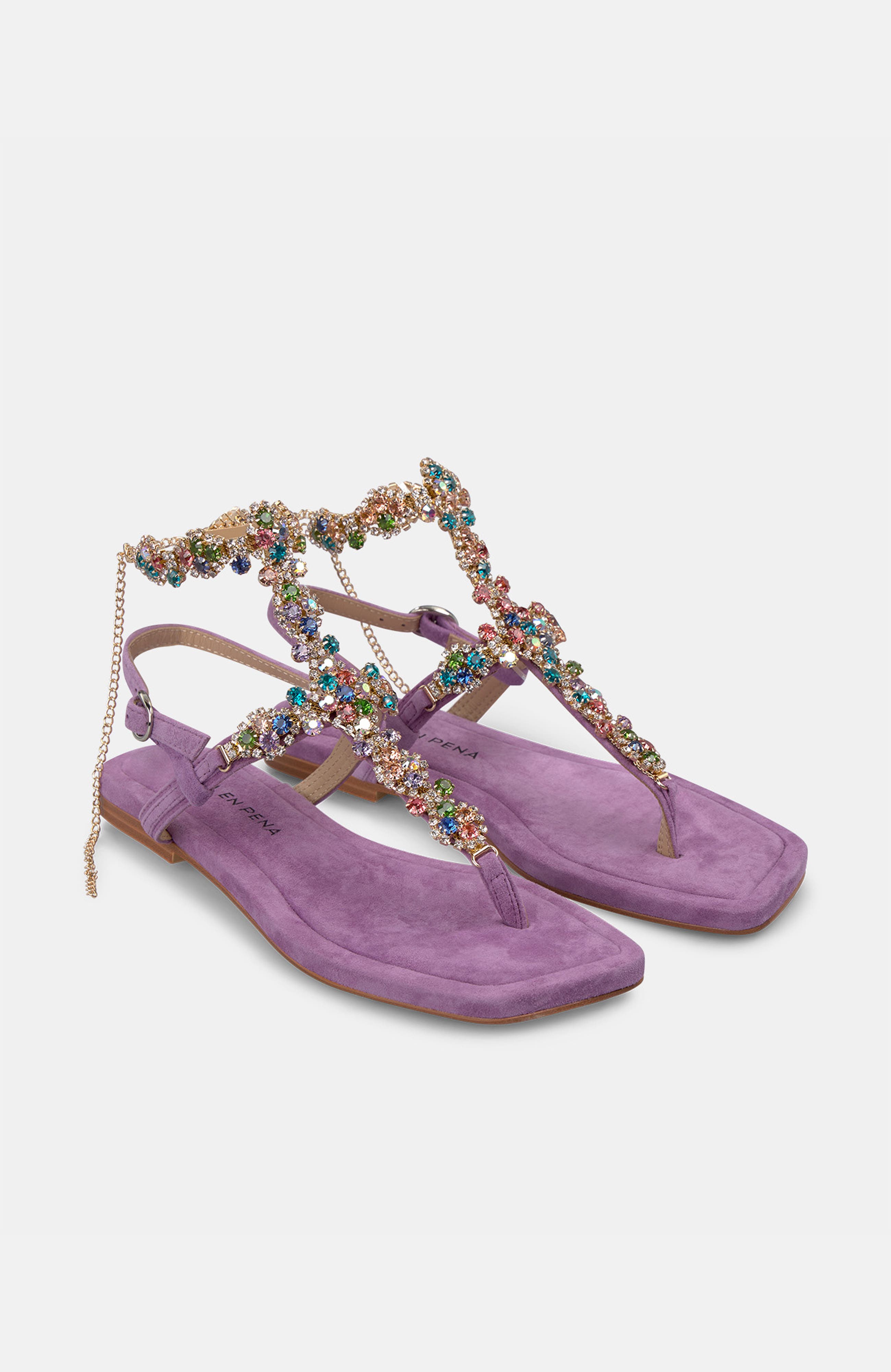 Multicolour Rhinestone Sandal, Alternate, color, Purple