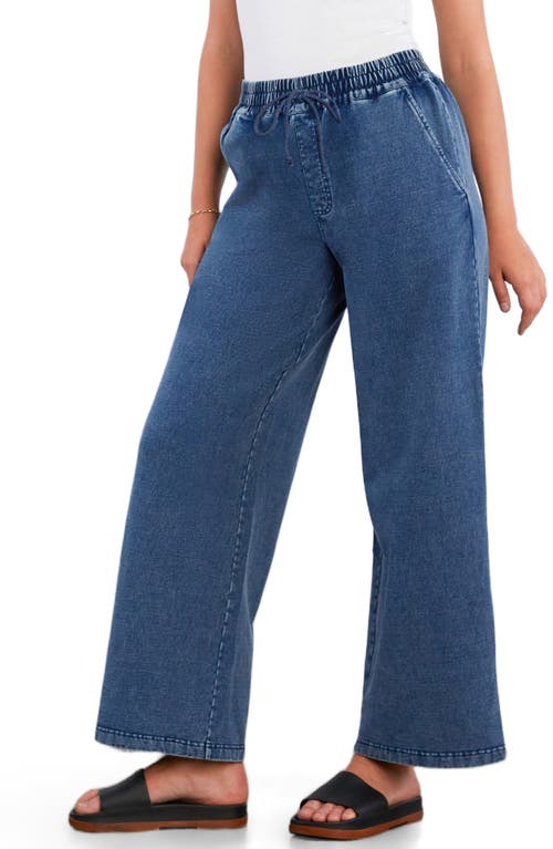 Hint Of Blu Pull-on Wide Leg Knit Jeans In Animal Print
