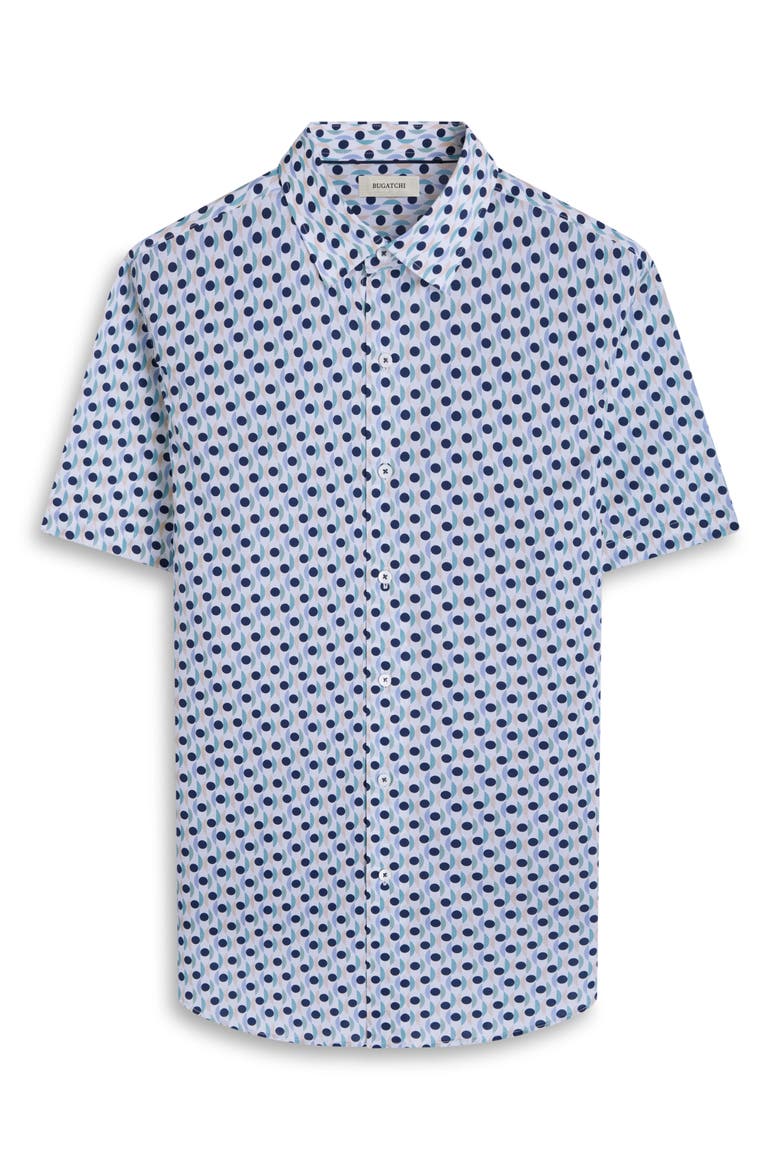 Orson Dot Print Short Sleeve Stretch Cotton Button-Up Shirt, Alternate, color, MINT