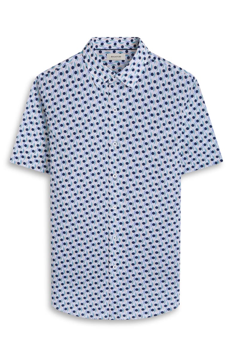Bugatchi Orson Dot Print Short Sleeve Stretch Cotton Button-Up Shirt, Alternate, color, Mint
