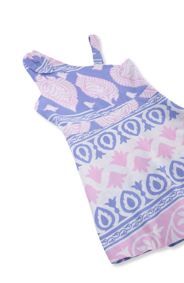 Habitual Kids Kids' Asymmetric Cotton Romper, Alternate, color, Blue/Pink Print