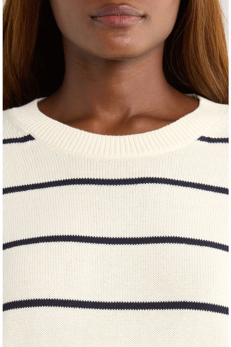 Rib Drop-Shoulder Crewneck Sweater, Alternate, color, NAVY STRIPE COMBO