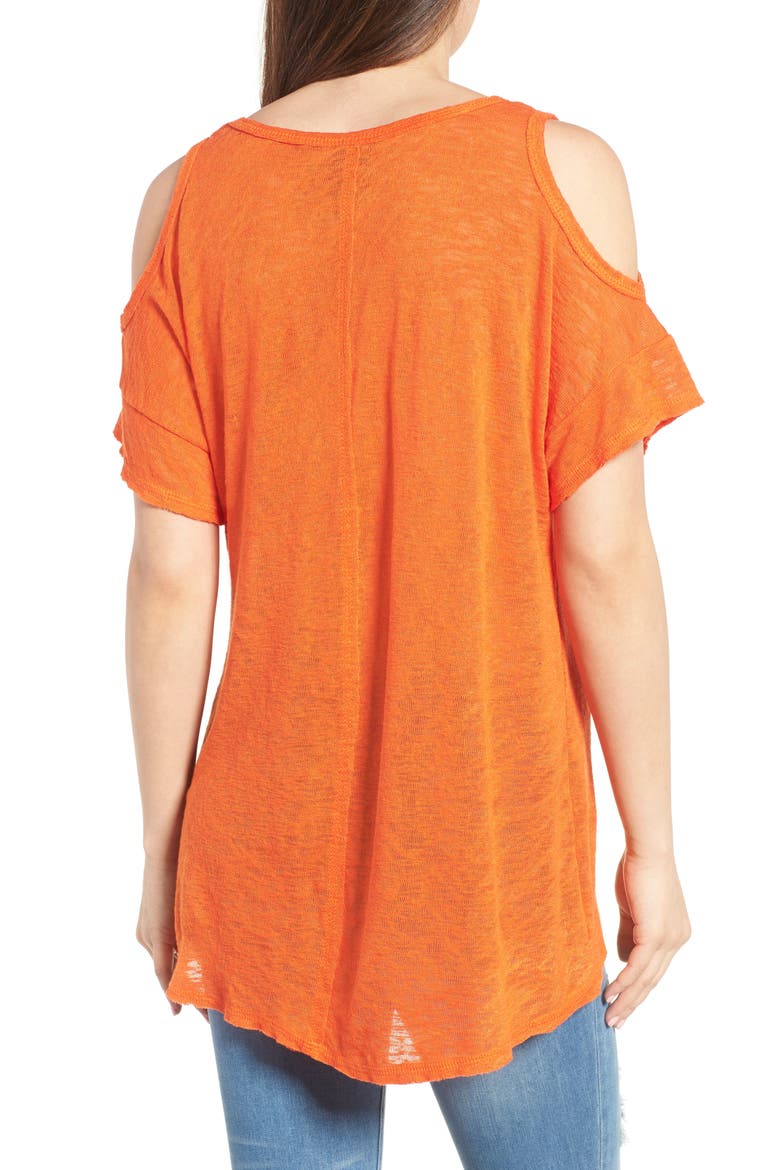 Cold Shoulder Slub Knit Tee, Alternate, color, ORANGE SPICE