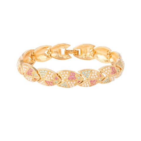 1980s Vintage D'Orlan Pastel and Faux Pearl Bracelet