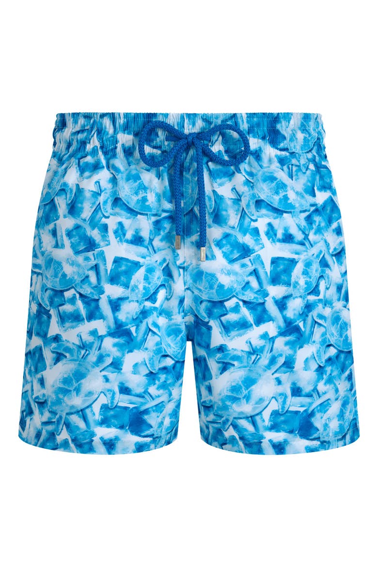 Men's Iced Turtles Light Fabric Swim Shorts, Alternate, color, BLANC