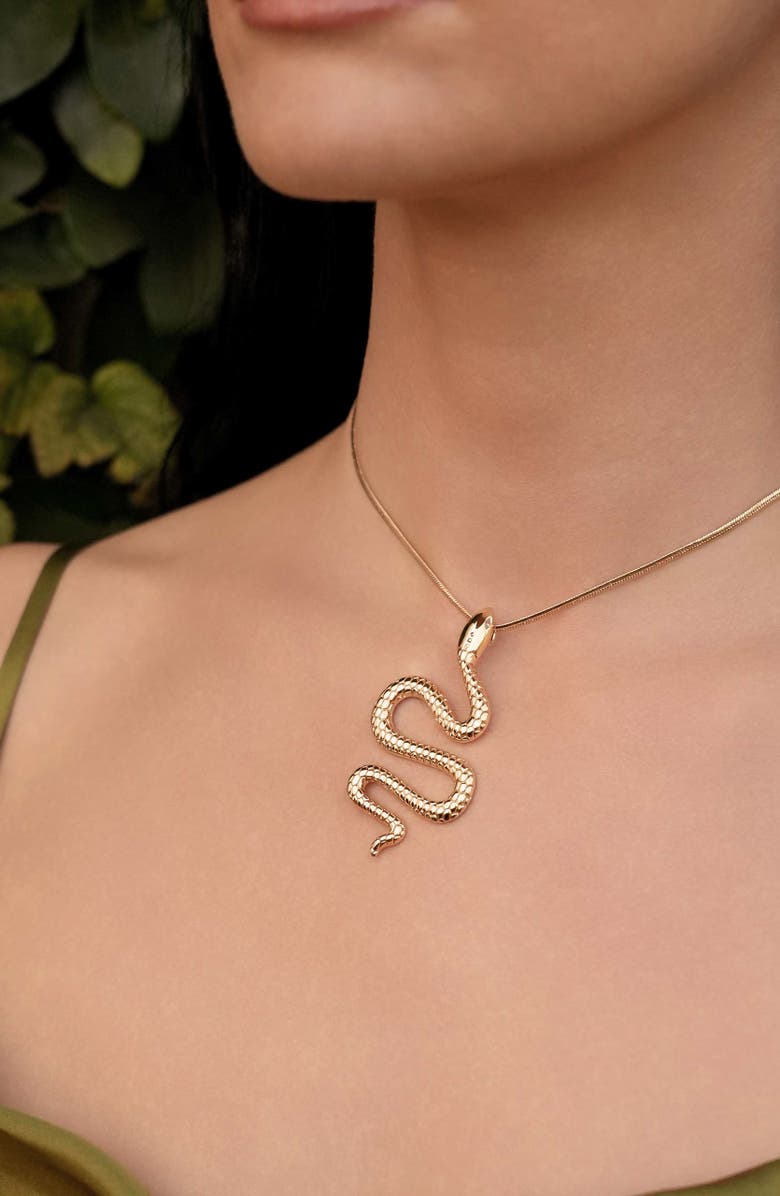 Ettika Serpentina Cubic Zirconia Pendant Necklace, Alternate, color, Gold