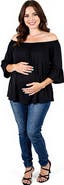 24seven Comfort Apparel Bell Sleeve Loose Fit Maternity Tunic Top