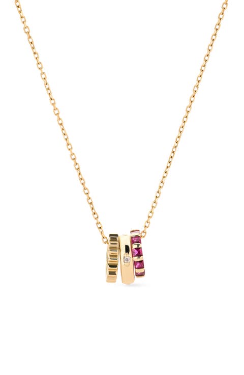 Solid Yellow Gold - Ruby Zeno Charm Necklace