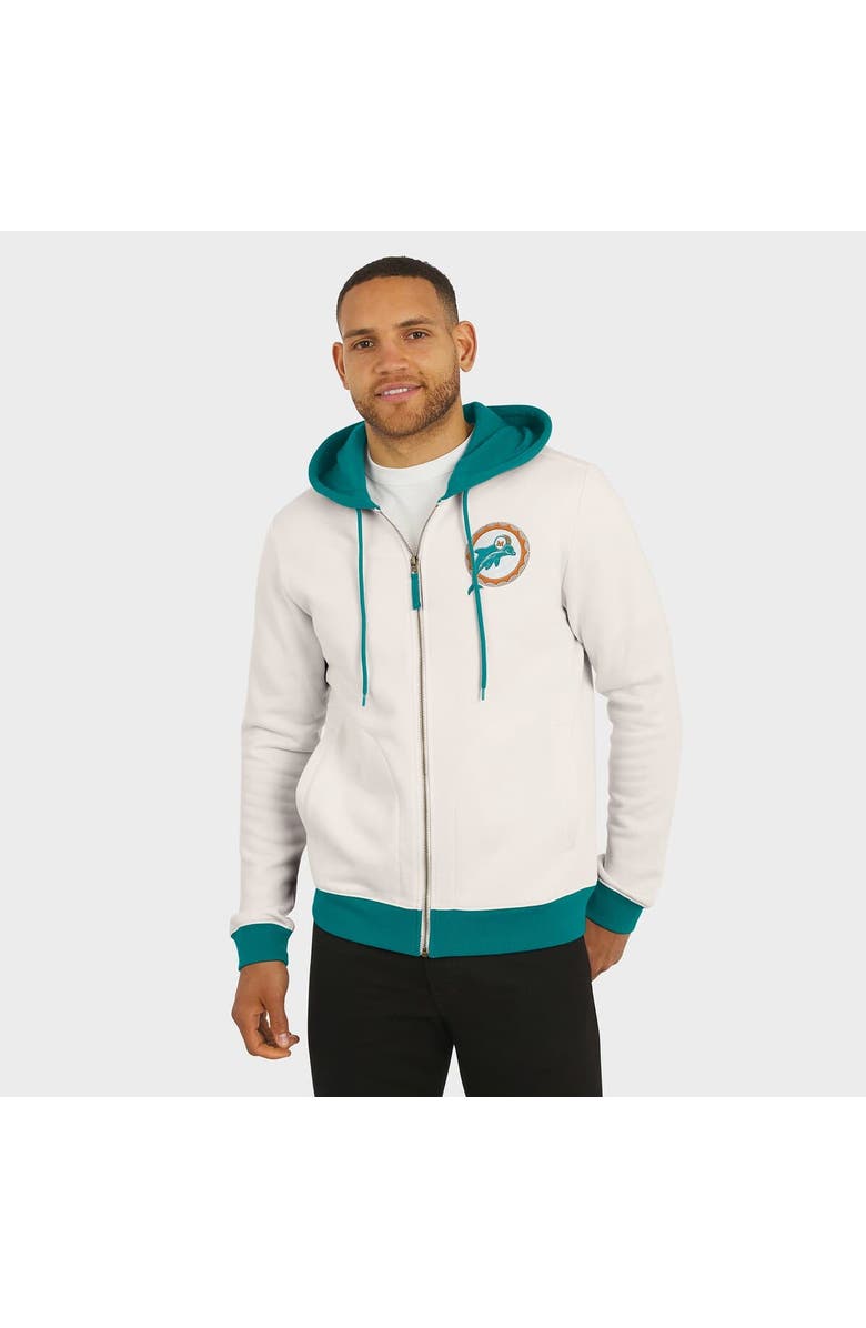 Darius Rucker Collection by Fanatics Men's Darius Rucker Collection by Fanatics Cream Miami Dolphins Distressed Graphics Full-Zip Hoodie, Alternate, color, Cream