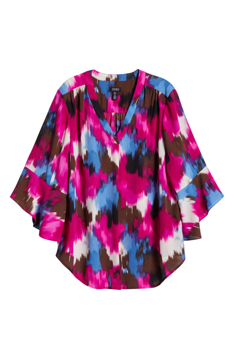 Jones New York Abstract Print V-Neck Flutter Sleeve Top, Alternate, color, 