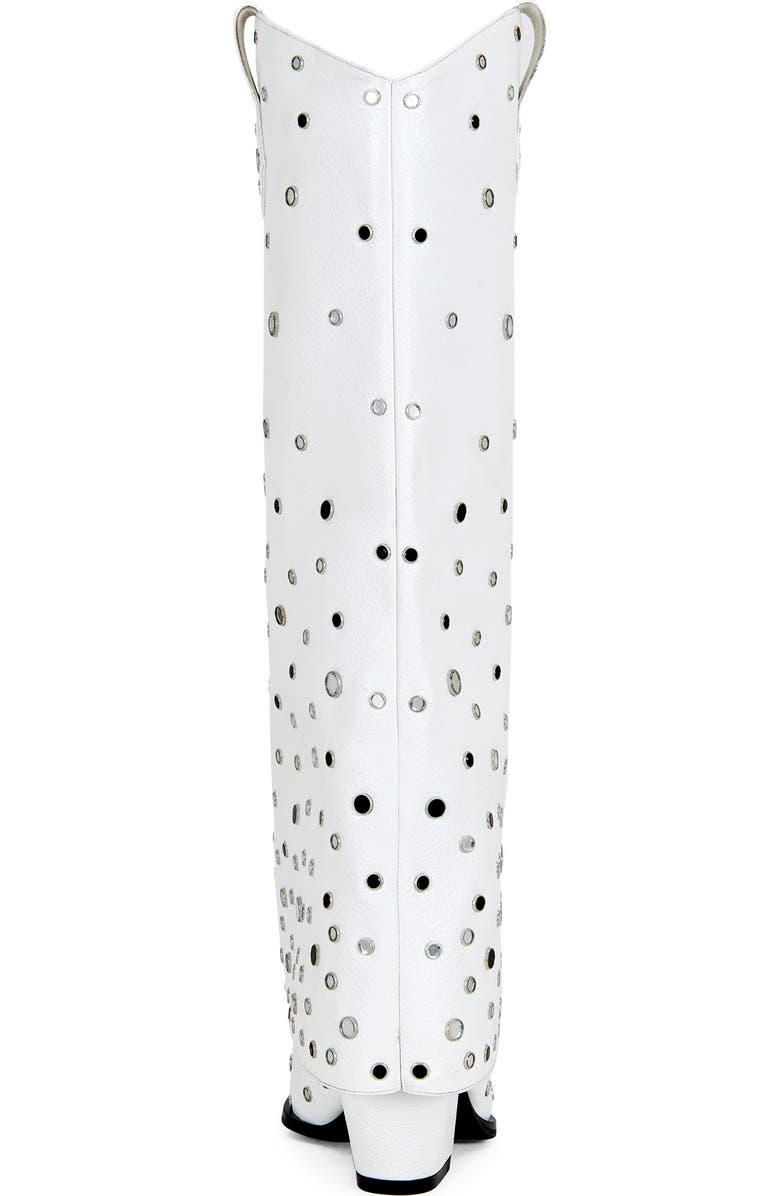 AZALEA WANG Madlock Embellished Western Boot, Alternate, color, White