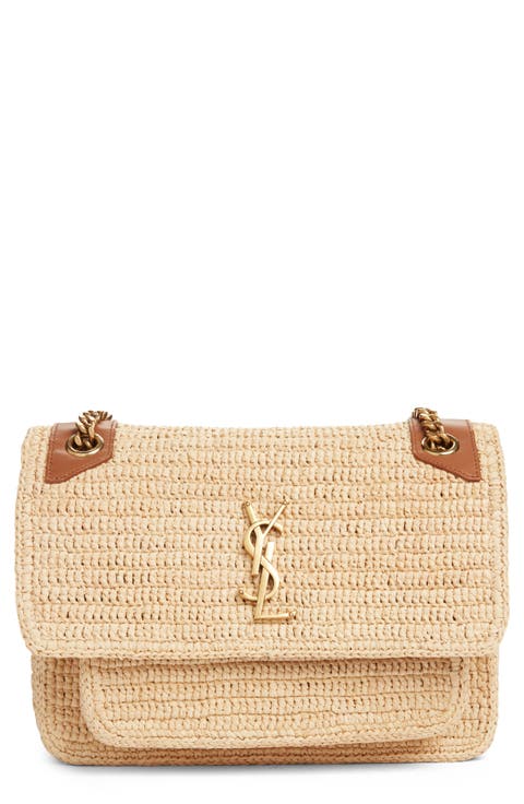 Medium Niki Woven Raffia Shoulder Bag