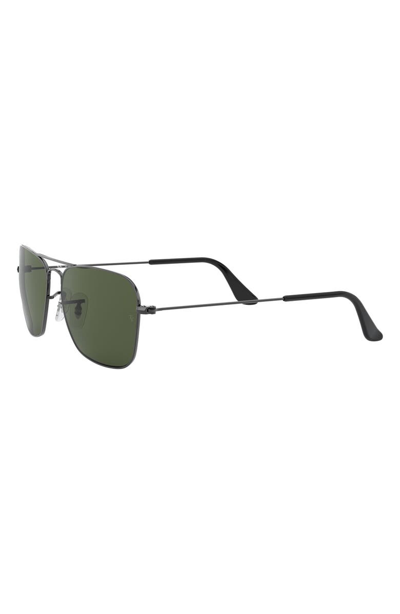 Ray-Ban 58mm Rectangle Aviator Sunglasses, Alternate, color, Gunmetal/ Crystal Green