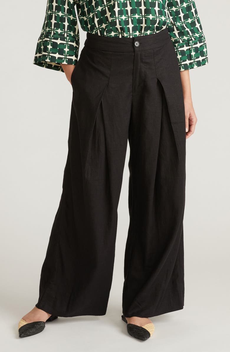 Universal Standard Marley Pleated Linen Blend Wide Leg Pants, Main, color, 
