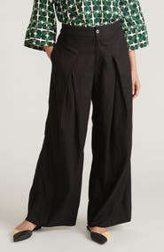 Universal Standard Marley Pleated Linen Blend Wide Leg Pants