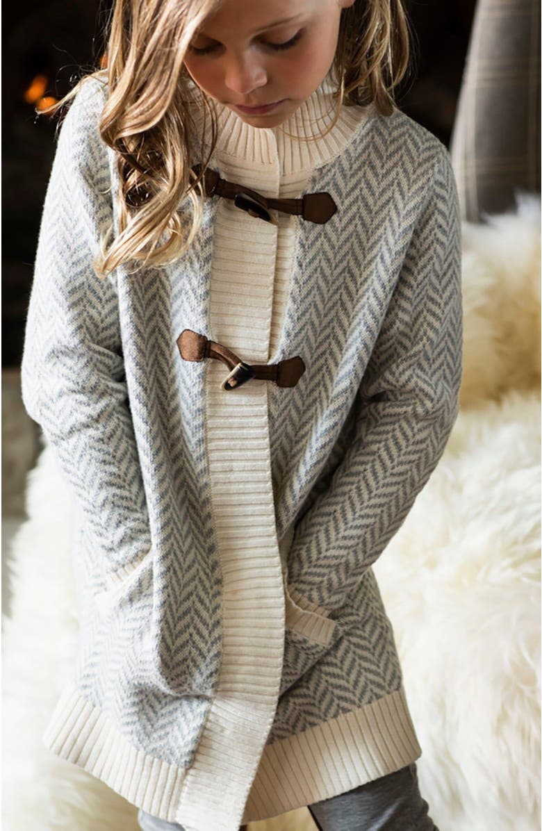 Hope & Henry Girls' Toggle Sweater Cardigan, Kids, Alternate, color,