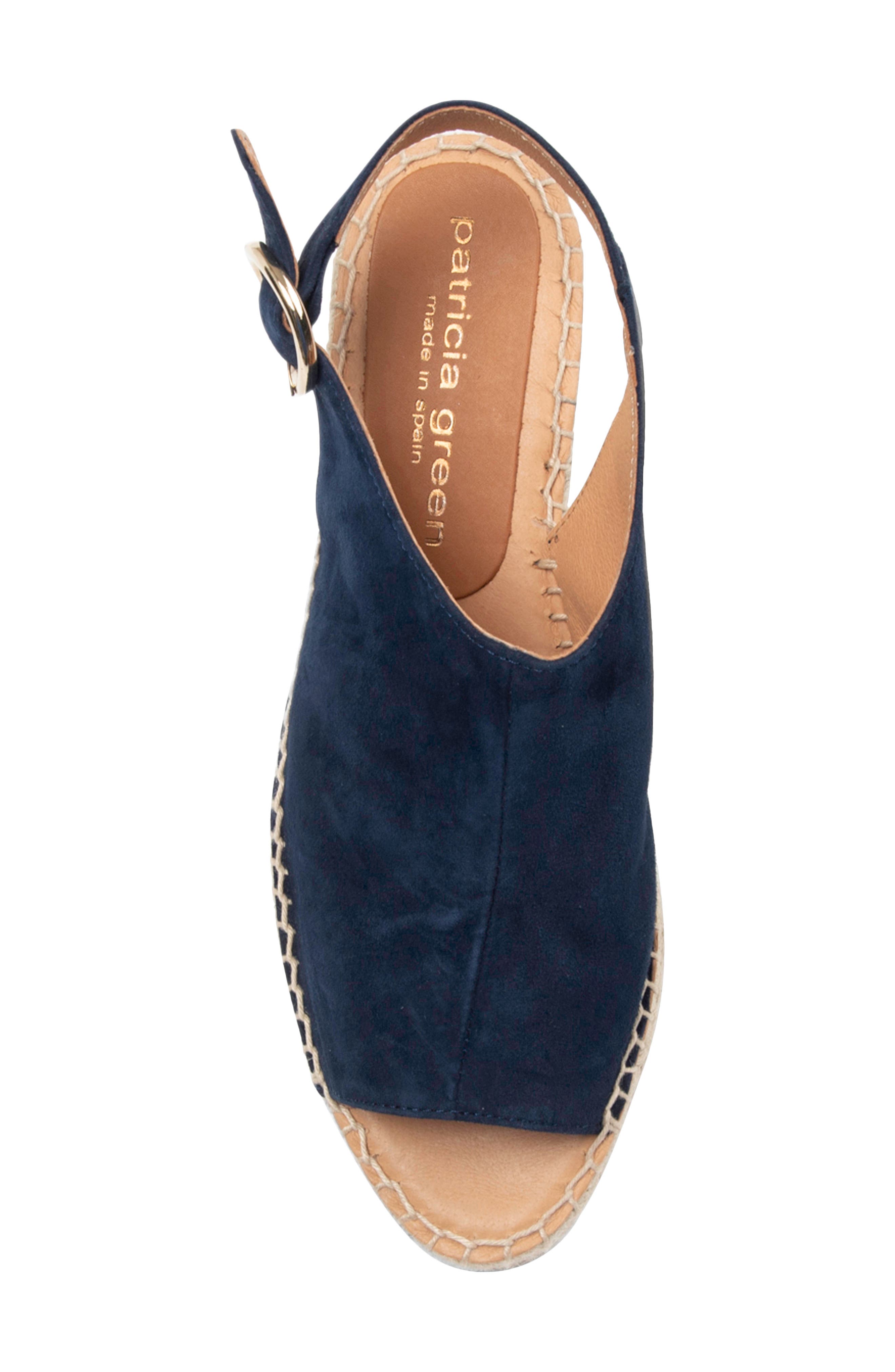 patricia green Stella Slingback Espadrille Platform Wedge Sandal, Alternate, color, Navy Suede
