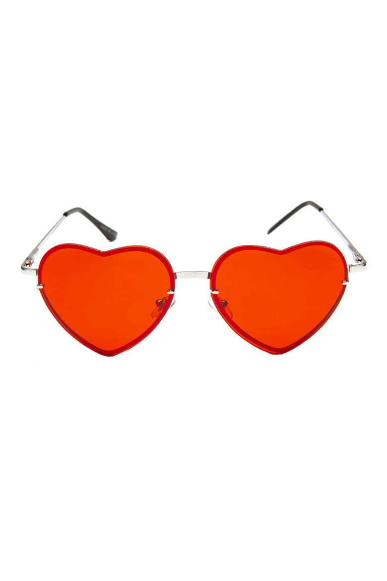 Tinted Heart Shaped Sunglasses, Main, color, RED
