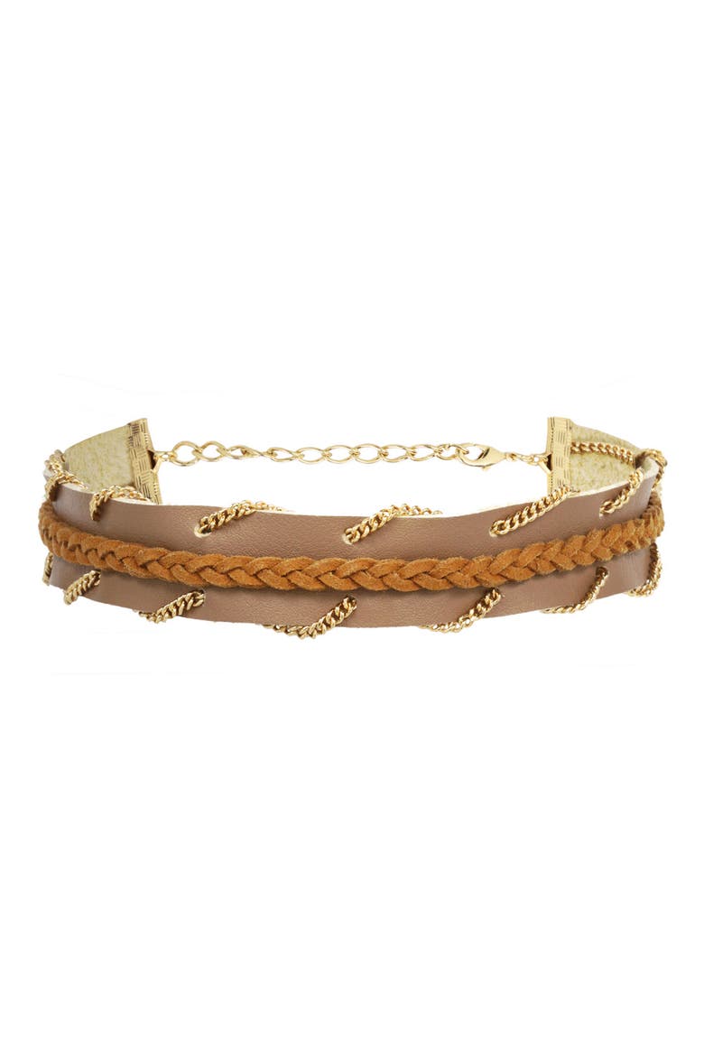 Braided Rust Choker, Main, color, BROWN