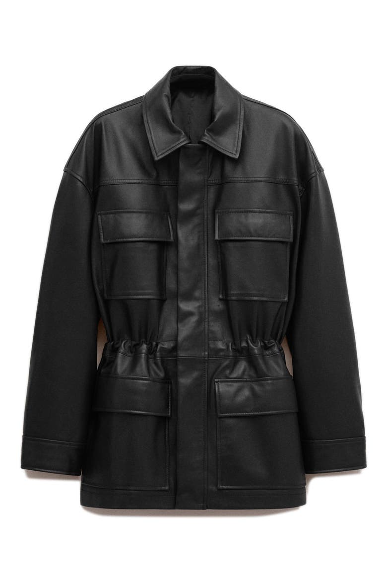 Leather Coat, Alternate, color, BLACK