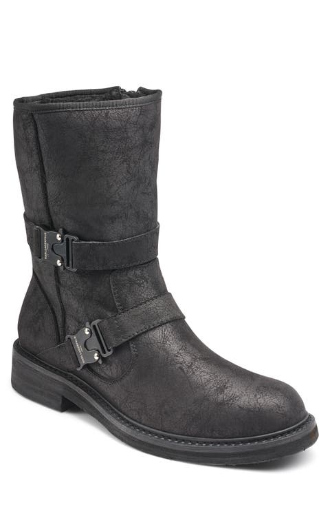 Faux Shearling Lined Double Buckle Boot (Men)