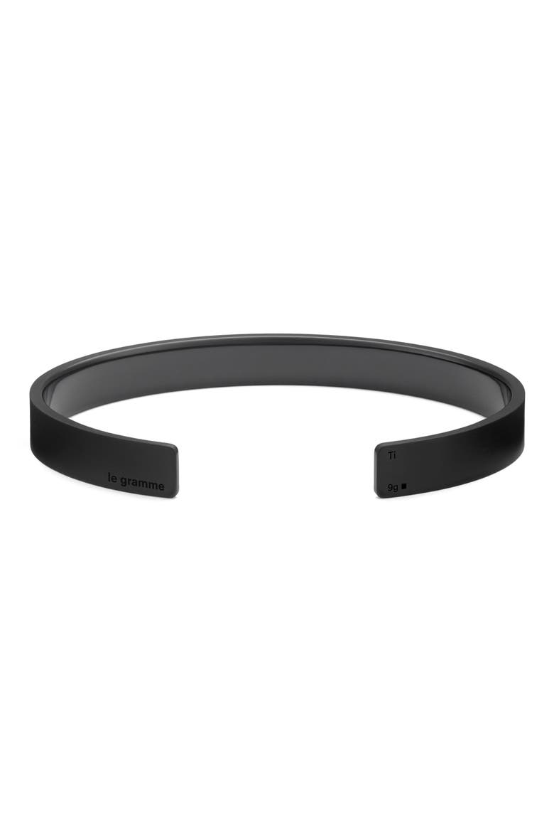 Men's 9G Brushed Titanium Ribbon Cuff Bracelet, Main, color, BLACK